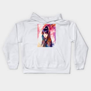 Multi Color Swoosh around Beautiful Young Woman Kids Hoodie